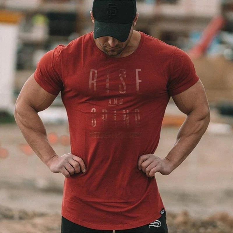Cotton Casual Kurzarm T-Shirt Männer Turnhallen Fitness Slim T-Shirt Sommer O-Ausschnitt Schwarz Print T-Shirts Männliche Jogger Workout Kleidung