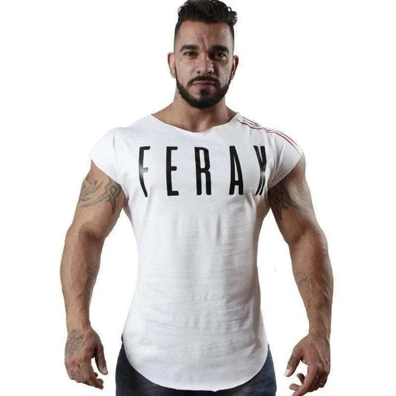 Herren-Fitnessstudios T-Shirt Fitness Bodybuilding Kurzarm Baumwolle T-Shirt Mann Sommer Lässige Mode Druck Schlanke T-Shirts Tops Markenkleidung