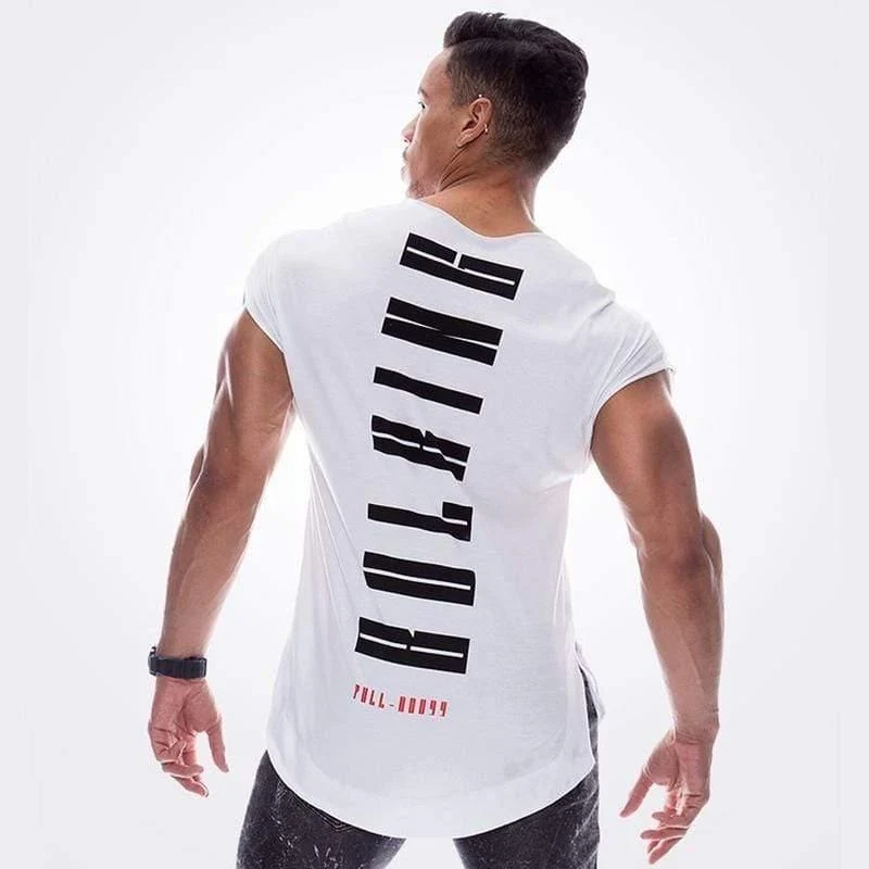 Männer Turnhallen Fitness Kurzarm Baumwolle T-Shirt Muskel Mann Sommer Casual Fashion Persönlichkeit Print T-Shirts High Street Kleidung