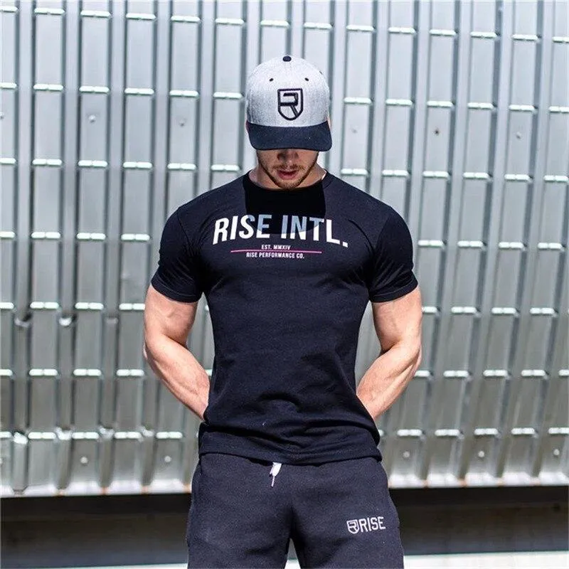 Herren T-Shirt Kurzarm Baumwolle Neue Casual Fashion Slim Print T-Shirt Männlich Jogger Fitness-Studios Fitness Tees Mann Sommer Stil Tops