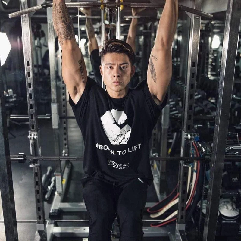 Herren Casual Fashion Print T-Shirt Fitnessstudios Fitness Kurzarm Baumwolle Lose T-Shirt Männlich O-Ausschnitt Tops Crossfit Kleidung