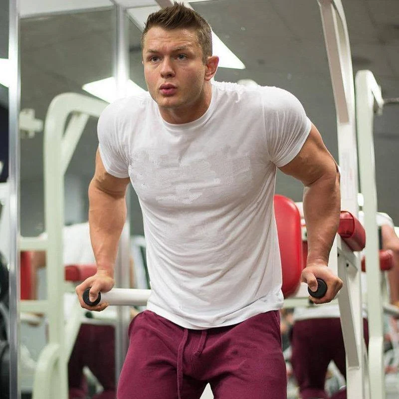 Herren Kurzarm T-Shirt aus fester Baumwolle für Fitnessstudios, Fitness, Workout, T-Shirts, männlich, Sommer, lässige Mode, schlanke T-Shirts, Tops, Crossfit-Kleidung