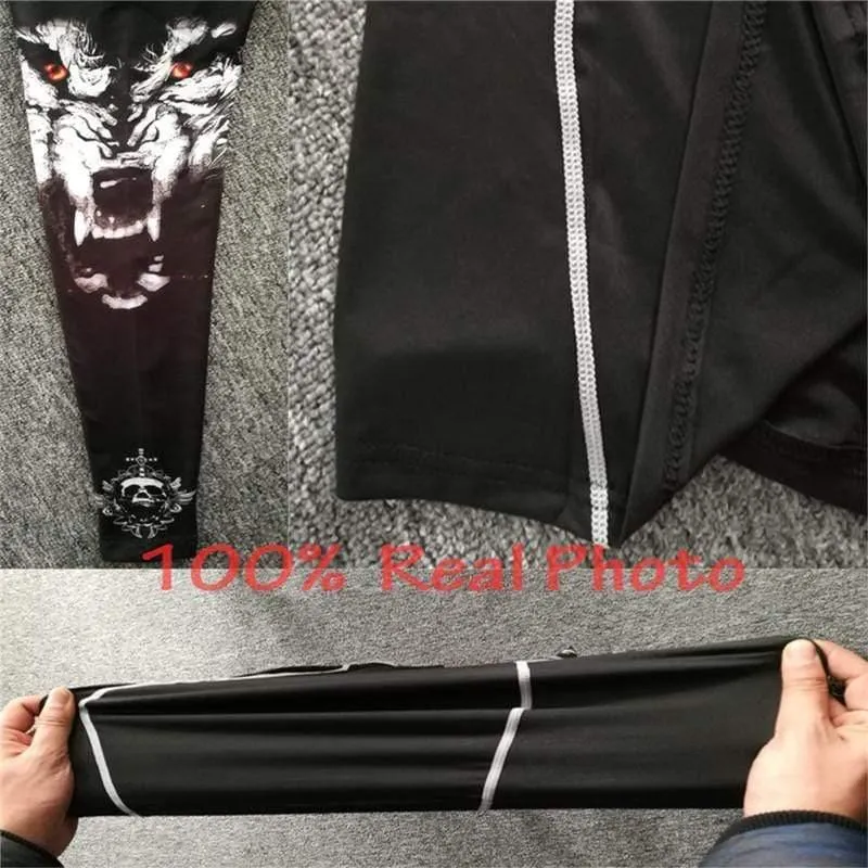 Herren Langarm T-Shirt Kompressionselastizität Polyester Skinny Print T-Shirt Männer Fitnessstudios Fitness Workout Jogger T-Shirt Tops Kleidung