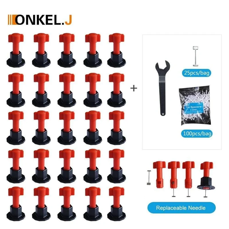 ONKEL.J Wiederverwendbares Nivelliersystem für Wandfliesen Toolkit Leveler Wedges Fliesenabstandshalter für Bodenfliesen Carrelage Leveling System