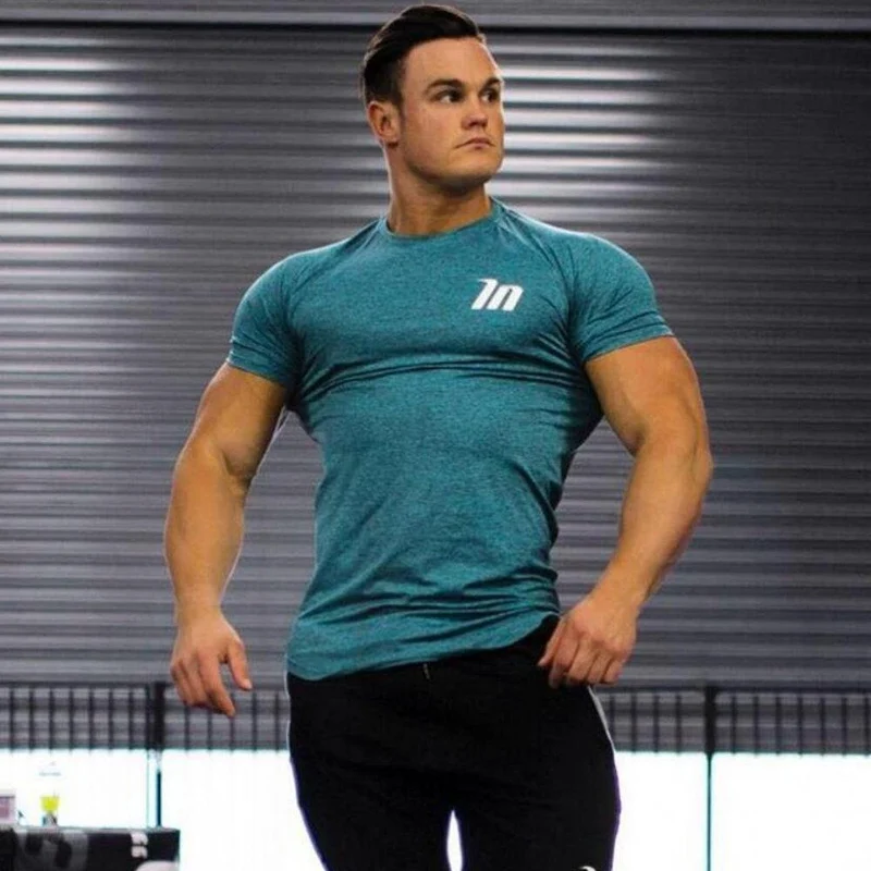 Superelastic Quick Dry T-Shirt Herren Turnhallen Fitness Bodybuilding T-Shirt Skinny T-Shirt Tops Männliche Jogger Workout Brand Kleidung