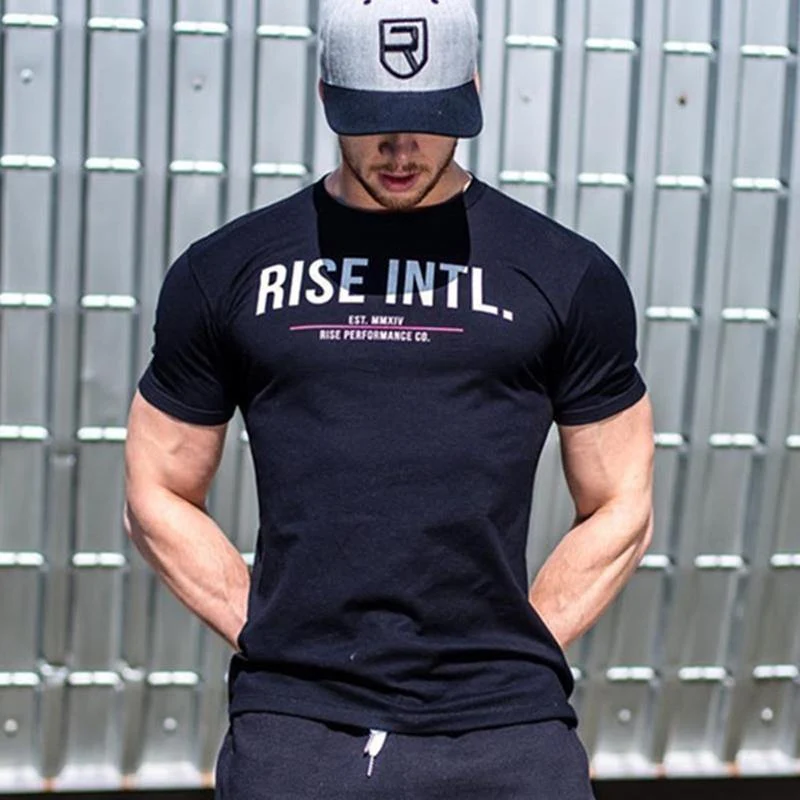 Herren Kurzarm Baumwolle T-Shirts Mann Lässige Mode Gedrucktes T-Shirt Männliche Fitnessstudios Fitness Workout Marke Tees Tops Sommerkleidung