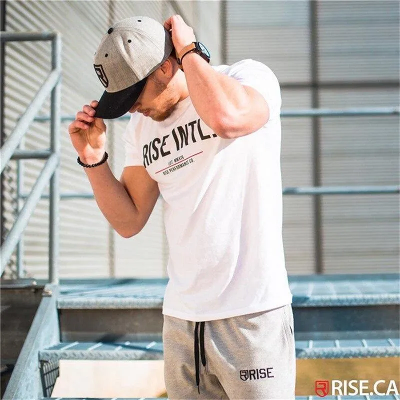 Herren Kurzarm Baumwolle T-Shirts Mann Lässige Mode Gedrucktes T-Shirt Männliche Fitnessstudios Fitness Workout Marke Tees Tops Sommerkleidung