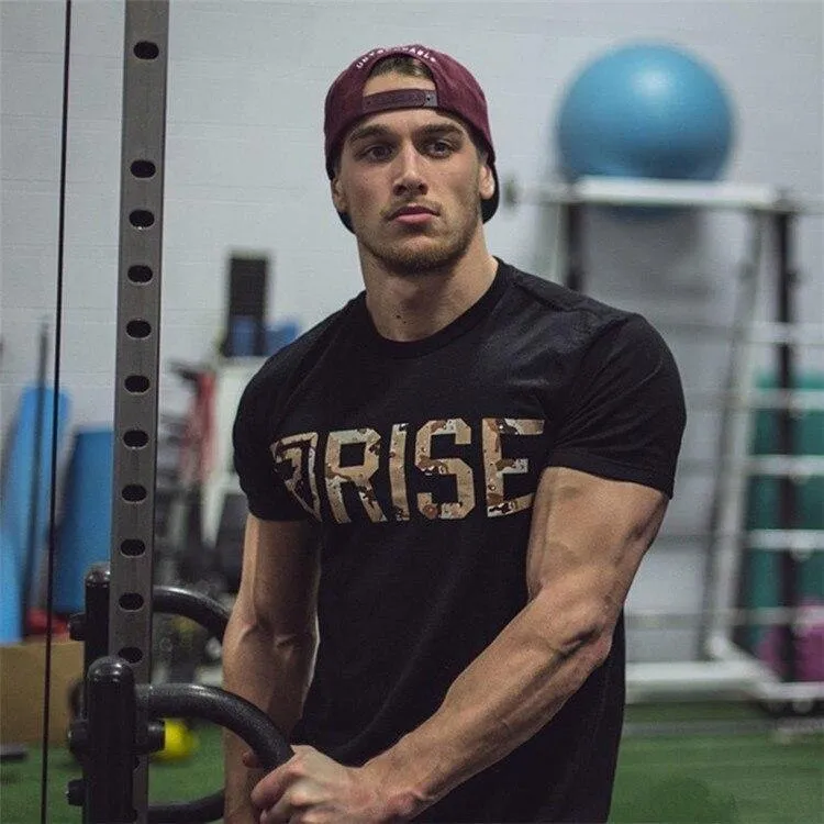 Herren Kurzarm Baumwolle T-Shirts Mann Lässige Mode Gedrucktes T-Shirt Männliche Fitnessstudios Fitness Workout Marke Tees Tops Sommerkleidung