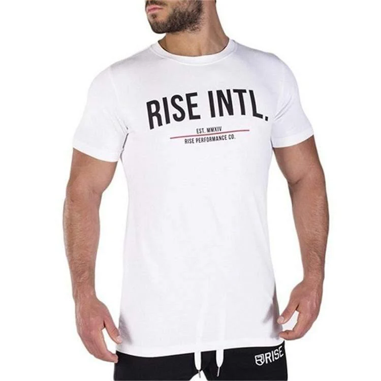 Herren Kurzarm Baumwolle T-Shirts Mann Lässige Mode Gedrucktes T-Shirt Männliche Fitnessstudios Fitness Workout Marke Tees Tops Sommerkleidung