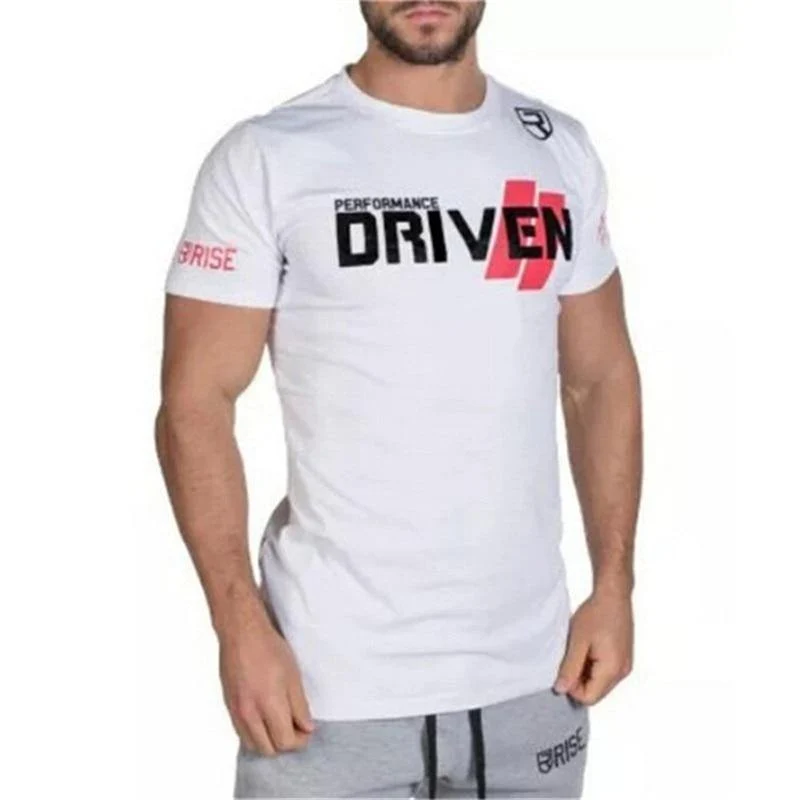 Herren Kurzarm Baumwolle T-Shirts Mann Lässige Mode Gedrucktes T-Shirt Männliche Fitnessstudios Fitness Workout Marke Tees Tops Sommerkleidung