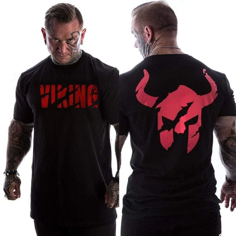Männer Turnhallen Fitness Bodybuilding T-shirt kurzarm Gedruckt Baumwolle t-shirt Lässige Mode Schwarz T Tops Marke Kleidung