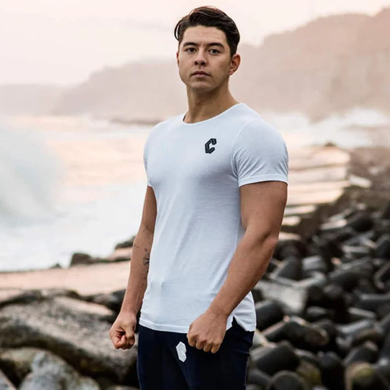 Männer Casual Baumwolle Dünne T-shirt Turnhallen Fitness Bodybuilding Workout Kurzarm T-shirt Tops Männlich Crossfit Kleidung