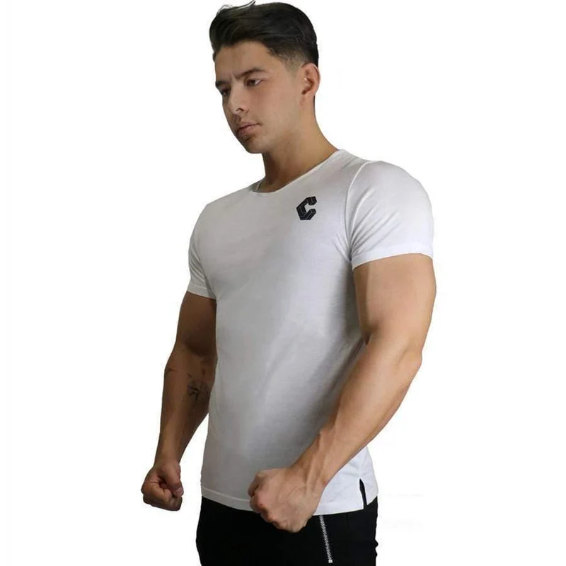 Männer Casual Baumwolle Dünne T-shirt Turnhallen Fitness Bodybuilding Workout Kurzarm T-shirt Tops Männlich Crossfit Kleidung