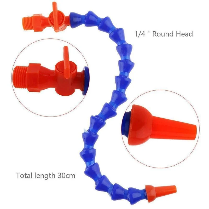 5 Stück 300mm Runddüse Flexibles Wasseröl Kühlrohr Kühlmittelrohre Schlauch Mit Schalter Für CNC-Drehmaschine Kühlrohr (Blau 30cm)