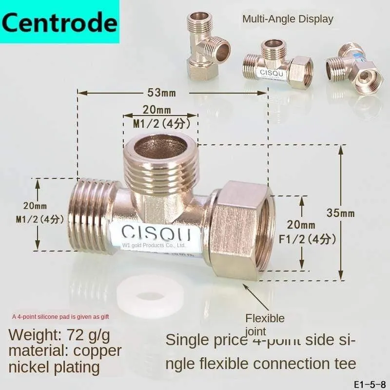 1 / 2IN Copper Tee Elbow Outer und Inner Wire Joint Double Inner Wire Direct Outer Tooth Vierwege-Gas Solar Solar Pipe Fittings