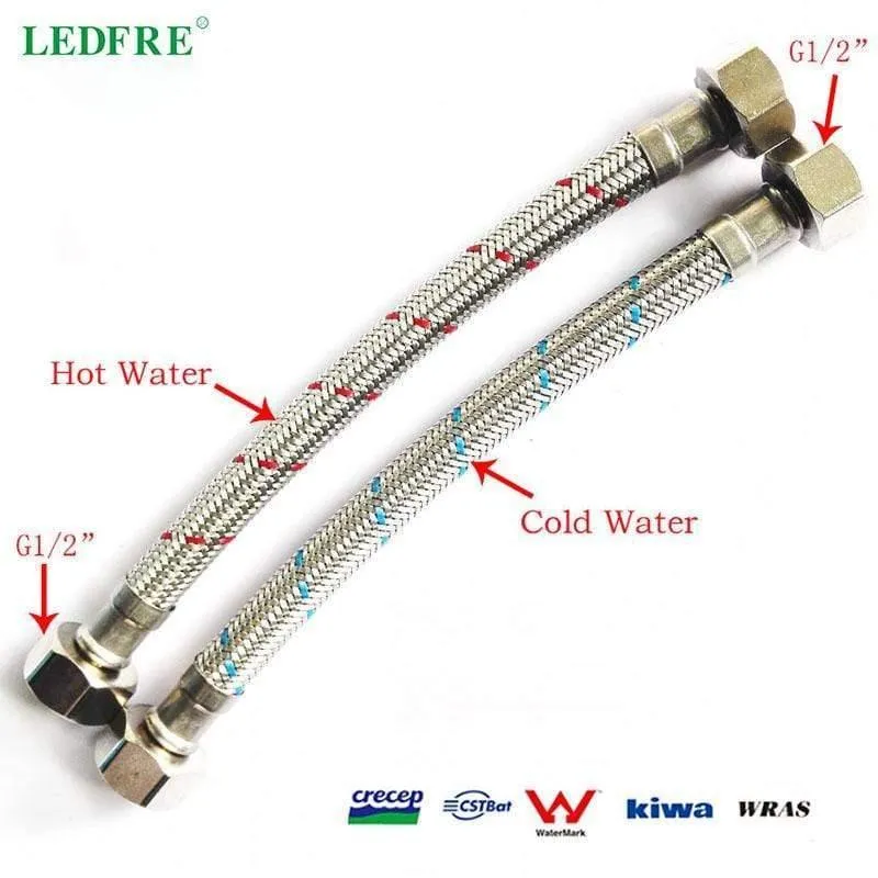 1/2 "3/8" 304 Edelstahl geflochtener Schlauch Wasserhahn Zuleitung Verbindet Rohr Wasserhahn Anschluss Bad Sanitärschlauch