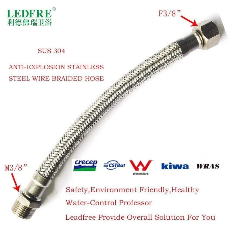 1/2 "3/8" 304 Edelstahl geflochtener Schlauch Wasserhahn Zuleitung Verbindet Rohr Wasserhahn Anschluss Bad Sanitärschlauch