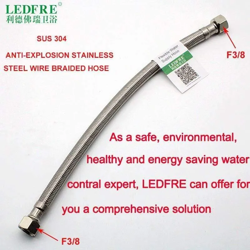1/2 "3/8" 304 Edelstahl geflochtener Schlauch Wasserhahn Zuleitung Verbindet Rohr Wasserhahn Anschluss Bad Sanitärschlauch