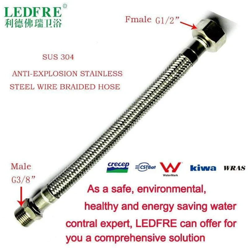 1/2 "3/8" 304 Edelstahl geflochtener Schlauch Wasserhahn Zuleitung Verbindet Rohr Wasserhahn Anschluss Bad Sanitärschlauch