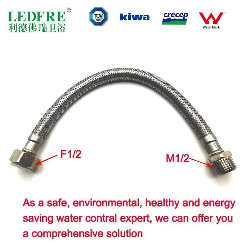 1/2 "3/8" 304 Edelstahl geflochtener Schlauch Wasserhahn Zuleitung Verbindet Rohr Wasserhahn Anschluss Bad Sanitärschlauch