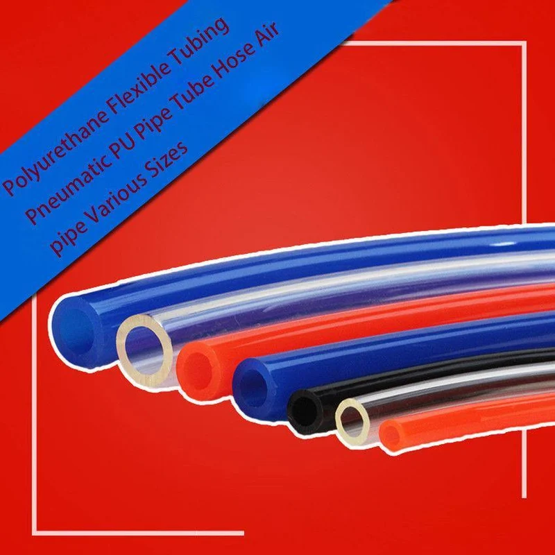Luftschlauch Pneumatischer Rohrschlauch 10x6.5 mm ID 8x5mm 6x4 2.5mm 12x8 Transparent Blau Rot Schwarz PU Luftgasschlauch 1M VERKAUF
