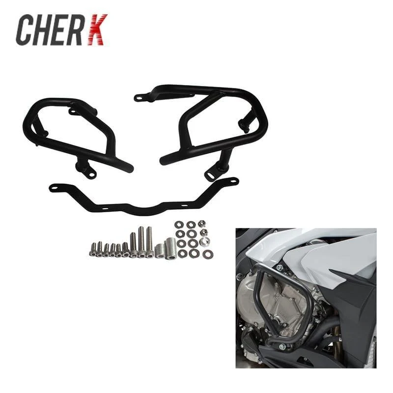 Cherk Black Silvery Massivrohrschutz Motorschutz Crash Bars Protector Für BMW S1000XR 2015 2016 2017 2018 Motorradteile