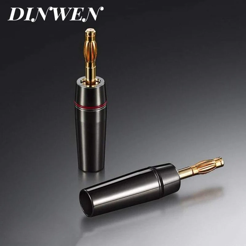 EIZZ Bananenstecker 24K vergoldeter Stecker Lötfreier Audio-Lautsprecher aus Messing 4-mm-Steckeradapter 4PCS / Lot