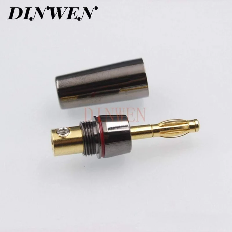 EIZZ Bananenstecker 24K vergoldeter Stecker Lötfreier Audio-Lautsprecher aus Messing 4-mm-Steckeradapter 4PCS / Lot