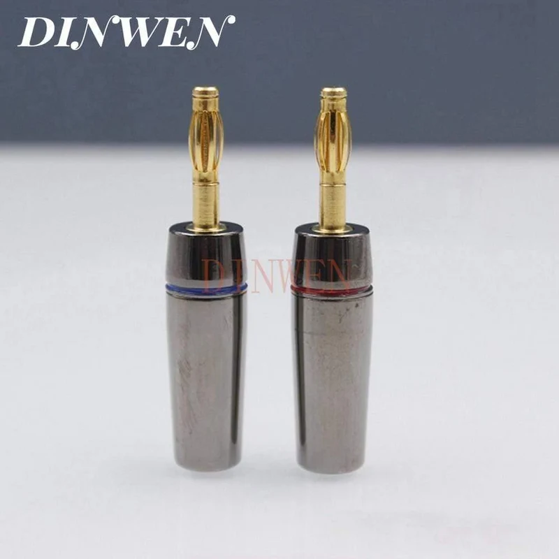EIZZ Bananenstecker 24K vergoldeter Stecker Lötfreier Audio-Lautsprecher aus Messing 4-mm-Steckeradapter 4PCS / Lot