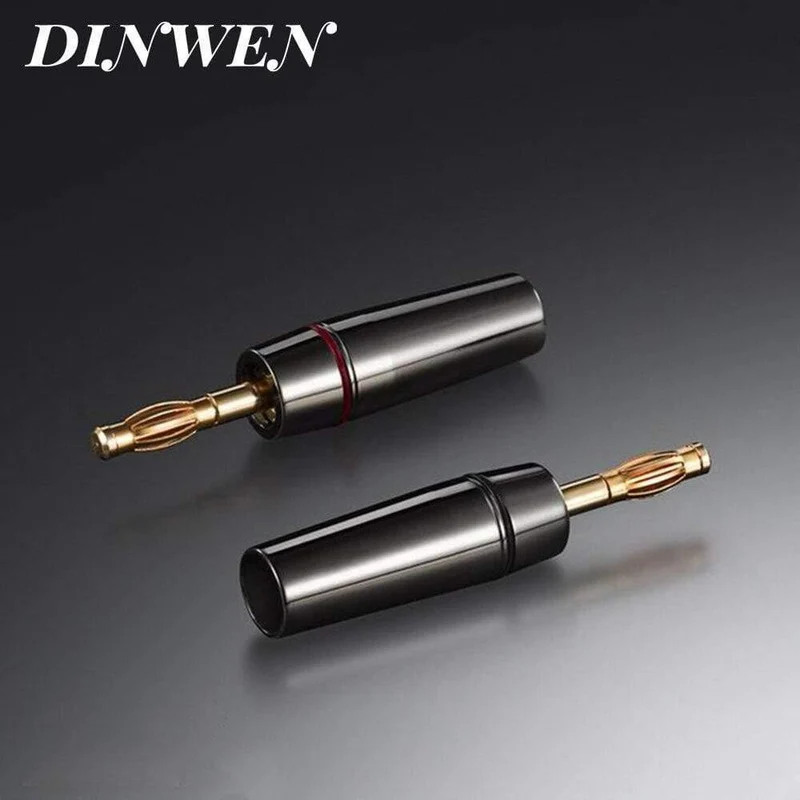 EIZZ Bananenstecker 24K vergoldeter Stecker Lötfreier Audio-Lautsprecher aus Messing 4-mm-Steckeradapter 4PCS / Lot