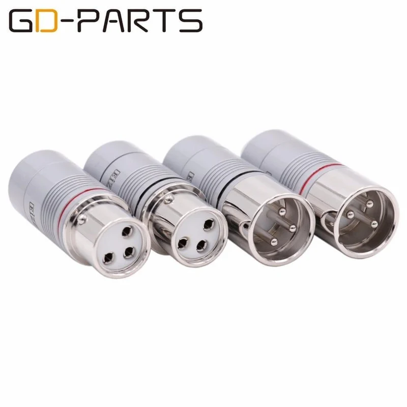 EIZZ 2PCS High-End 3-polige XLR-Buchse MIC Snake Cable Jack Adapter Teflon-Isolator Platinierter Phosphor Bro
