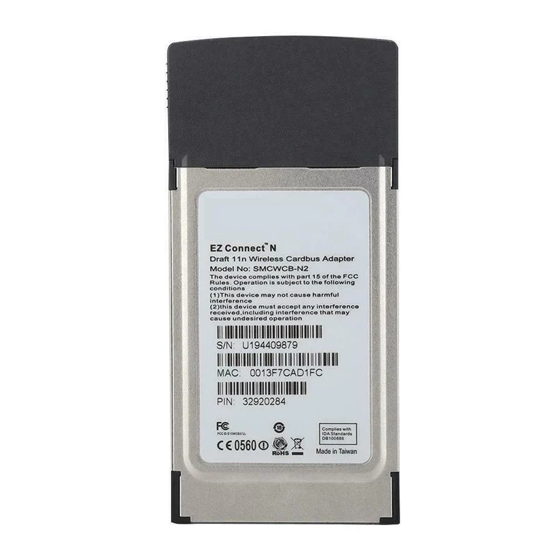 Connect N Pro Draft 802.11n 2.4 GHz 300 Mbit / s PCMCIA WiFi-Adapter Drahtloser Cardbus-Adapter für SMC Windows XP / Vista (grau Andere)