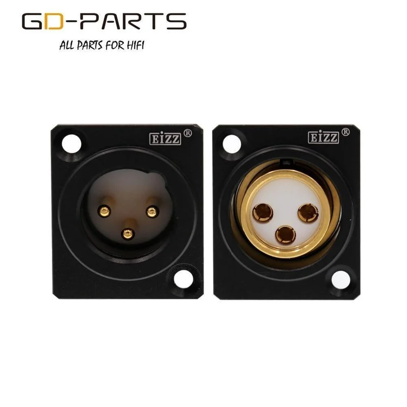 EIZZ High-End 3-PIN-Stecker XLR-Stecker MIC AMP CANNON-Steckeradapter 24 Karat vergoldeter Tellur-Kupfer-Teflon-Isolator 1PC
