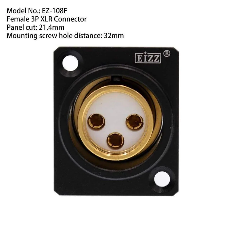 EIZZ High-End 3-PIN-Stecker XLR-Stecker MIC AMP CANNON-Steckeradapter 24 Karat vergoldeter Tellur-Kupfer-Teflon-Isolator 1PC