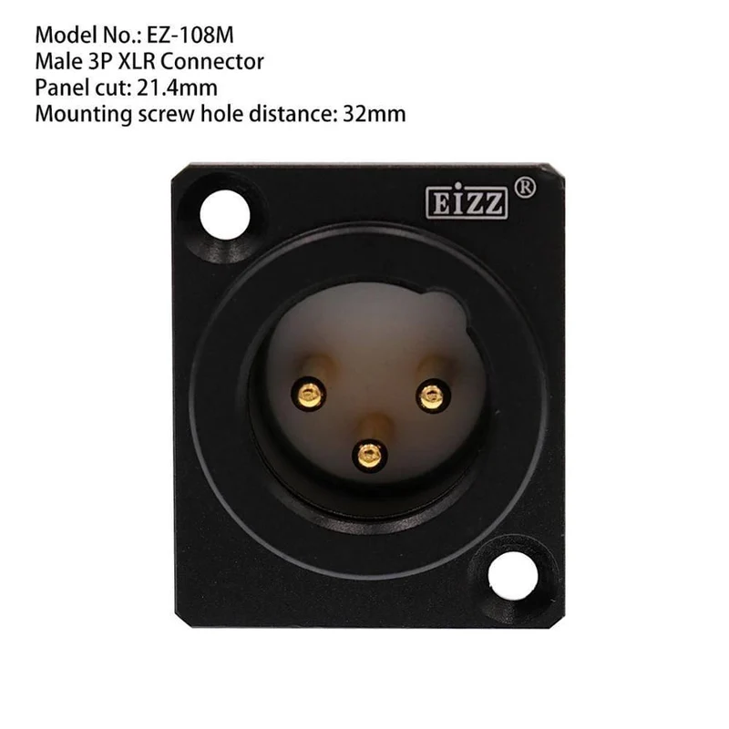 EIZZ High-End 3-PIN-Stecker XLR-Stecker MIC AMP CANNON-Steckeradapter 24 Karat vergoldeter Tellur-Kupfer-Teflon-Isolator 1PC