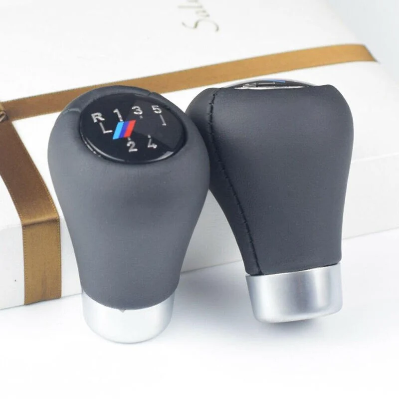 Auto Gear Shift Knob Lederabziehbilder Abdeckung für BMW M E87 E90 E36 E46 E91 E92 F30 5-Gang Schwarz Innenausstattung Teile ersetzen