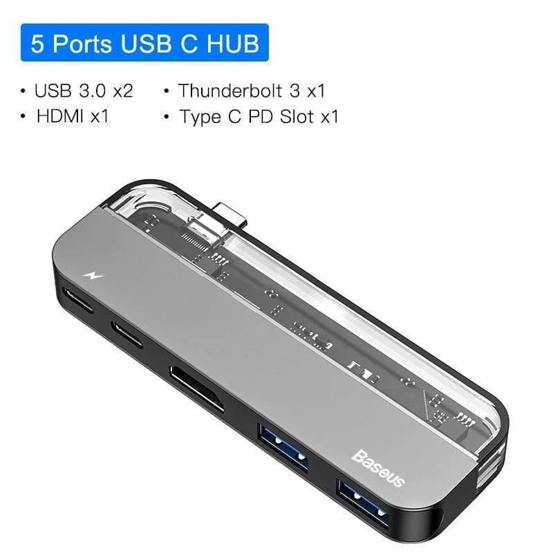 Baseus USB C HUB zu Multi HDMI USB 3.0 USB HUB für MacBook Adapter Zubehör Pro Thunderbolt 3 SD-Kartenleser Typ C USB HUB
