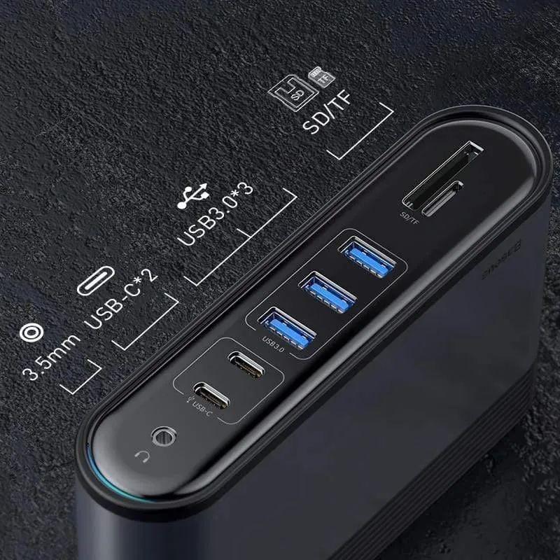 Baseus USB C HUB Typ C für Multi HDMI USB 3.0 mit Netzteil-Dockingstation für MacBook Pro RJ45 OTG USB-Anschlüsse USB HUB