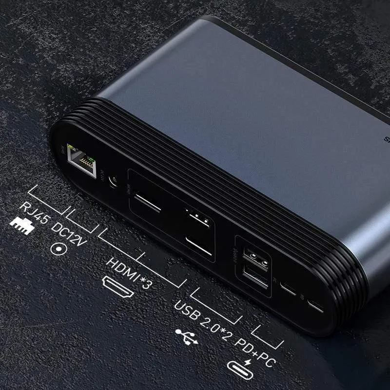 Baseus USB C HUB Typ C für Multi HDMI USB 3.0 mit Netzteil-Dockingstation für MacBook Pro RJ45 OTG USB-Anschlüsse USB HUB