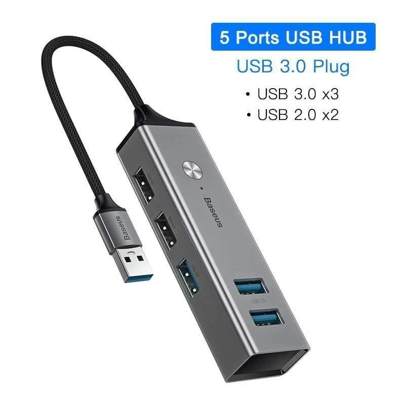 Baseus USB C HUB zu USB 3.0 USB 2.0 USB HUB für MacBook Pro Surface Pro 6 Typ C HUB Erweitern Sie 5 Ports USB-Anschlüsse USB-Splitter