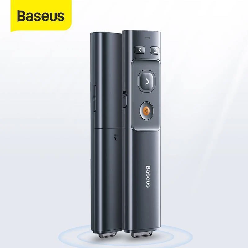 Baseus Wireless Presenter Laserpointer 2.4-GHz-Fernbedienung für Projektor Power Pointer Presenter USB Bluetooth PPT-Stift (GRAU)
