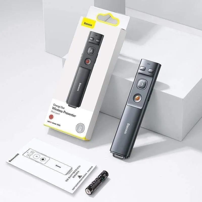 Baseus Wireless Presenter Laserpointer 2.4-GHz-Fernbedienung für Projektor Power Pointer Presenter USB Bluetooth PPT-Stift (GRAU)