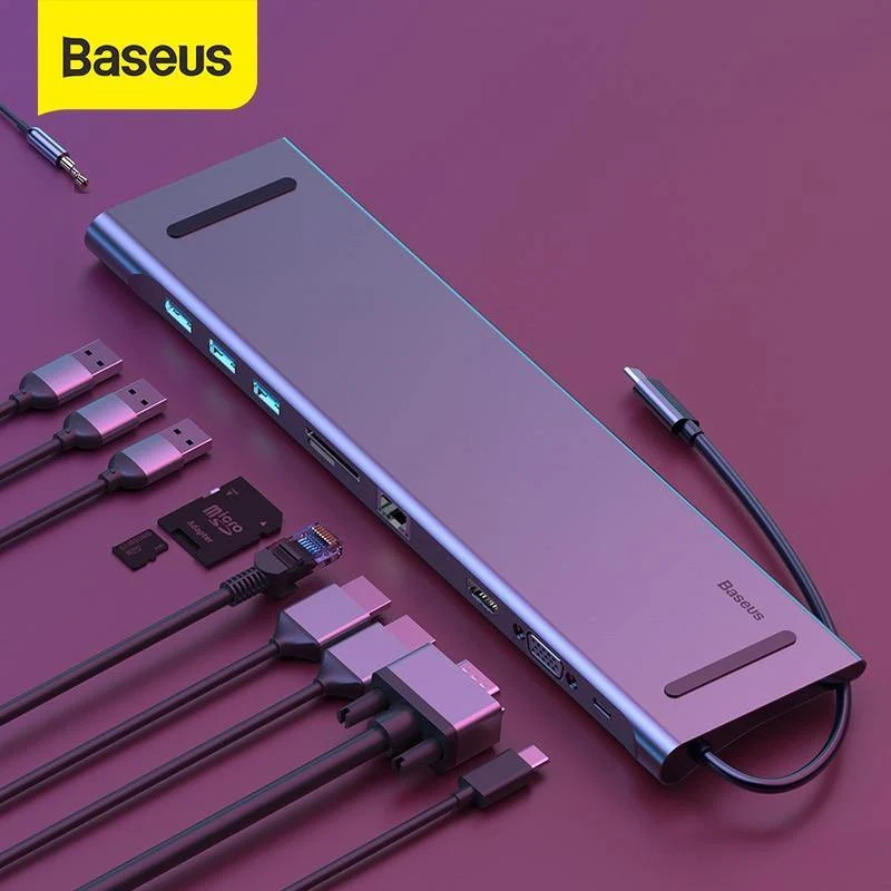 Baseus USB Typ C HUB bis 3.0 USB HDMI RJ45 USB HUB für MacBook Pro Zubehör USB Splitter Multi 11 Anschlüsse Typ C HUB USB-C HUB