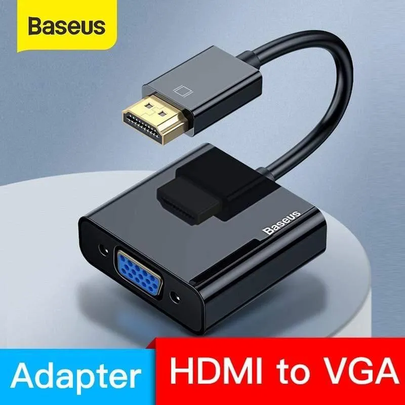 Baseus HDMI-zu-VGA-Adapter für Xiaomi Box 3 4 männlicher HDMI-zu-weiblicher VGA-Adapter 1080P-Konverter mit 3.5-Buchse für TV-PC-Projektor