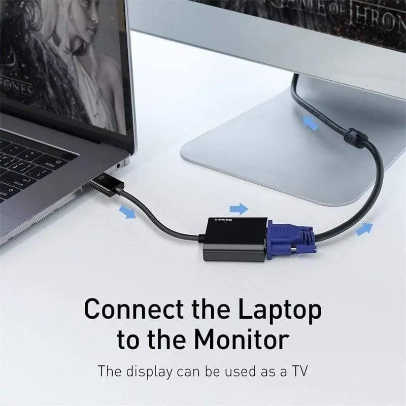 Baseus HDMI-zu-VGA-Adapter für Xiaomi Box 3 4 männlicher HDMI-zu-weiblicher VGA-Adapter 1080P-Konverter mit 3.5-Buchse für TV-PC-Projektor