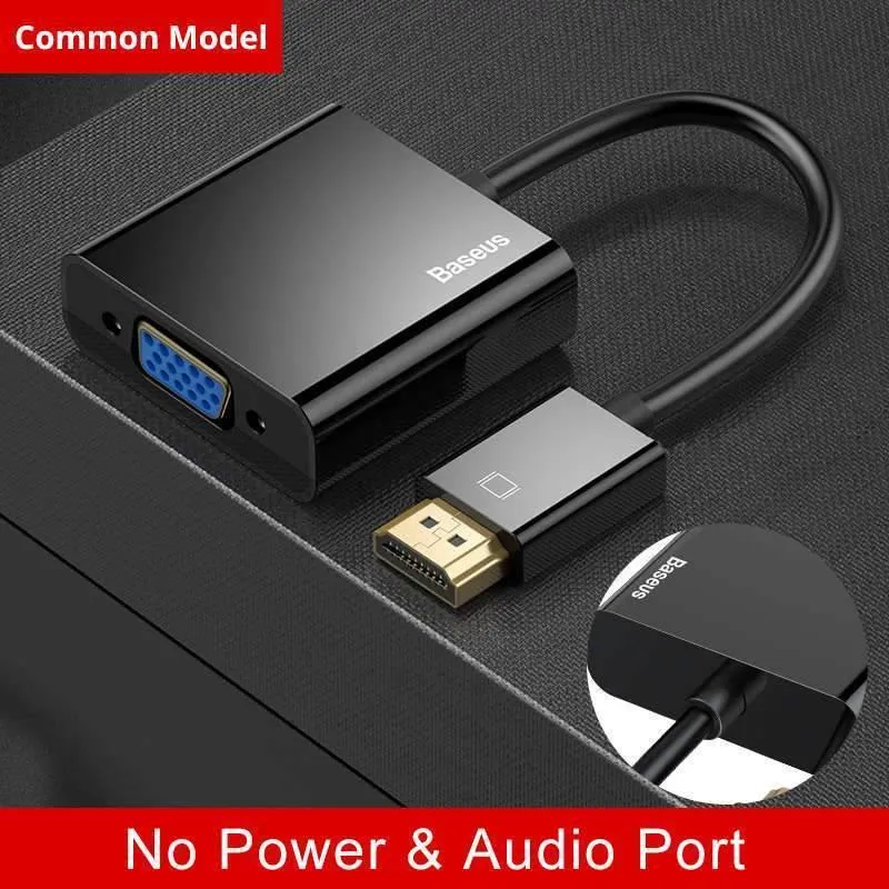 Baseus HDMI-zu-VGA-Adapter für Xiaomi Box 3 4 männlicher HDMI-zu-weiblicher VGA-Adapter 1080P-Konverter mit 3.5-Buchse für TV-PC-Projektor