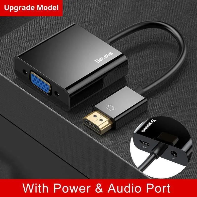 Baseus HDMI-zu-VGA-Adapter für Xiaomi Box 3 4 männlicher HDMI-zu-weiblicher VGA-Adapter 1080P-Konverter mit 3.5-Buchse für TV-PC-Projektor