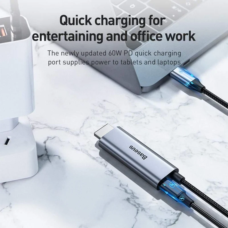 Baseus USB C HDMI-Kabel Typ C zu HDMI 4K 60Hz HDMI-Adapter Thunderbolt 3 zu HDMI-Kabel HDMI 2.0 für Samsung S20 S10 Huawei P40 (GRAU 1.8 m)