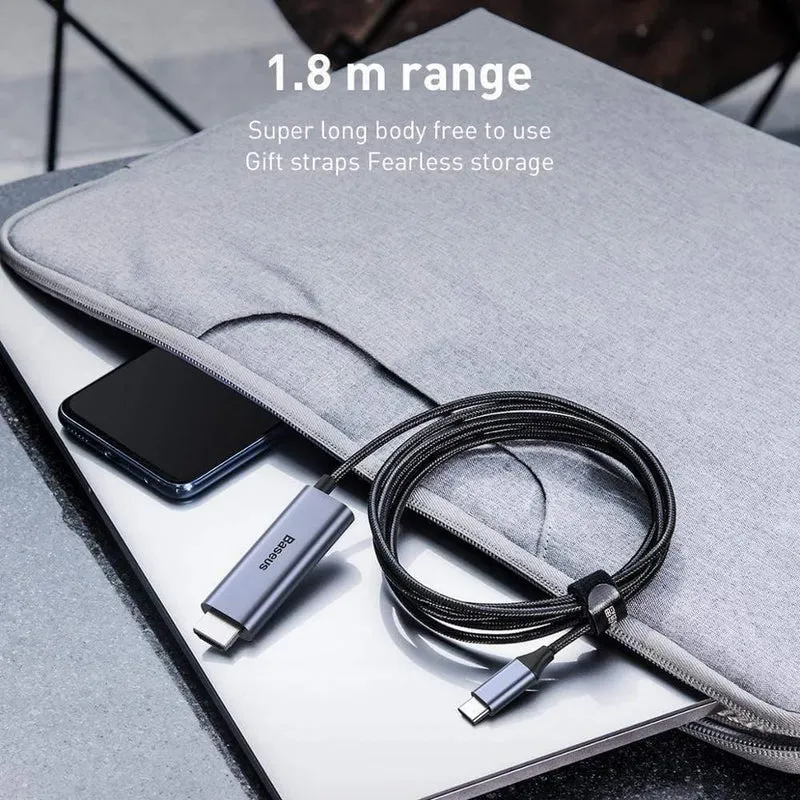 Baseus USB C HDMI-Kabel Typ C zu HDMI 4K 60Hz HDMI-Adapter Thunderbolt 3 zu HDMI-Kabel HDMI 2.0 für Samsung S20 S10 Huawei P40 (GRAU 1.8 m)