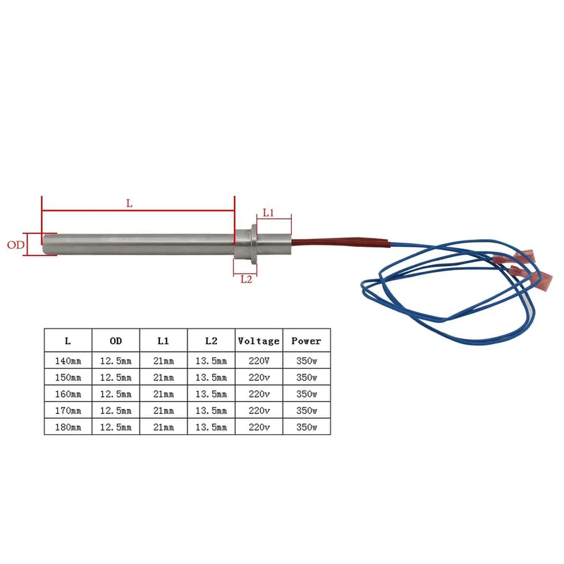 Pelletzünder 350w 220v OD12.5mm Pelletholzbrenner Herdelement 140 150 160 170 180mm